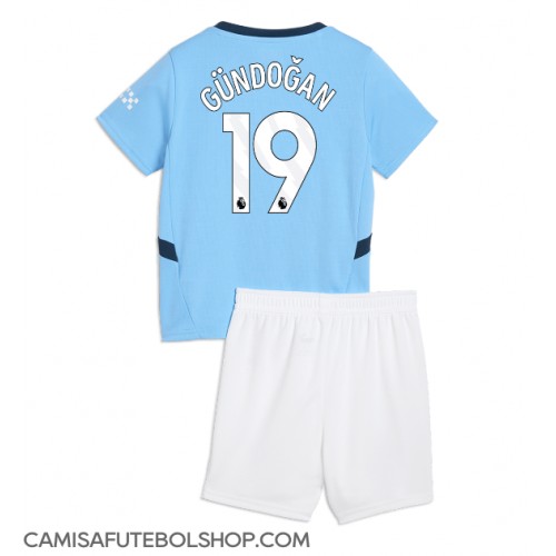 Camisa de time de futebol Manchester City Ilkay Gundogan #19 Replicas 1º Equipamento Infantil 2024-25 Manga Curta (+ Calças curtas)